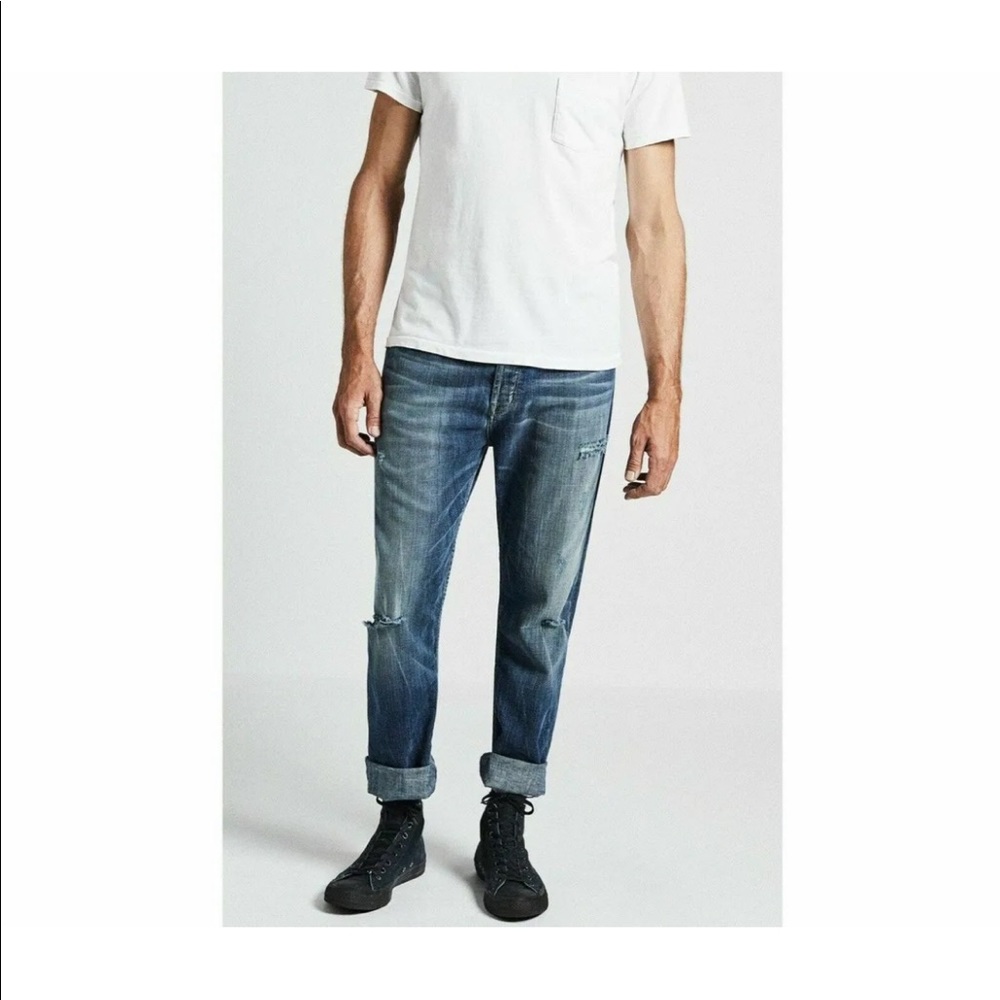 CURRENT ELLIOTT HERITAGE FIT Button Fly Crop Raw Hem BORREGO DESTROY Size 31